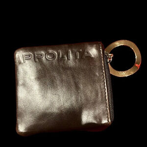 Ippolita brown leather card holder key ring